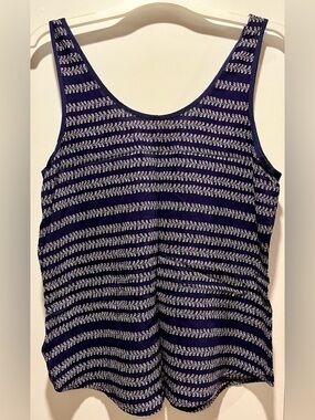 Gap Navy Blue Floral Print Tank | Sleeveless Blouse | Lightweight Top | Medium